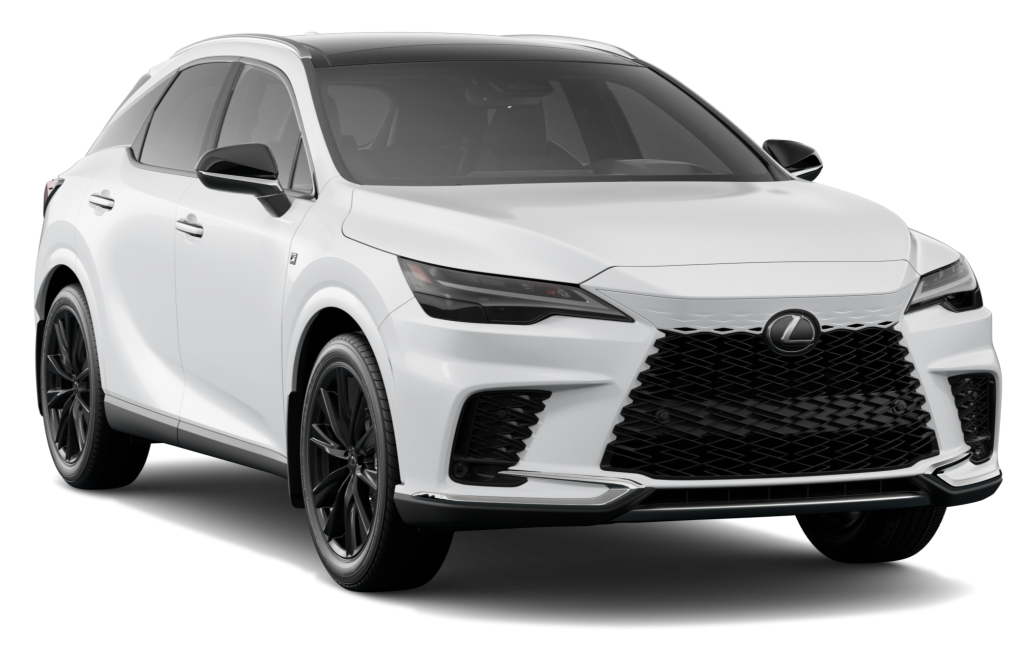 2025 RX 350 AWD F Sport Series 2. 3/4 view, in white.
