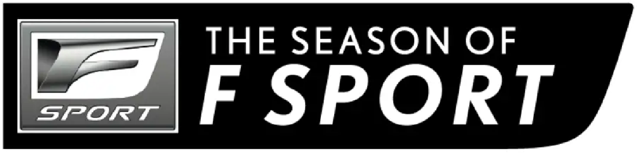 The season of F Sport promotional badge logo with F-Sport logo on the left side.